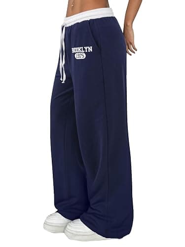 SOFIA'S CHOICE Women's Drawstring Sweatpants Low Waist Wide Leg Pants with Pockets thumbnail 3
