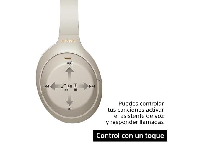 Sony WH-1000XM4 Noise Cancelling Wireless Headphones - 30hr Battery Life - Over Ear Style - Optimised for Alexa and Google Assistant - Built-in mic for Calls - Silver International Version - Silver/Gold thumbnail 6
