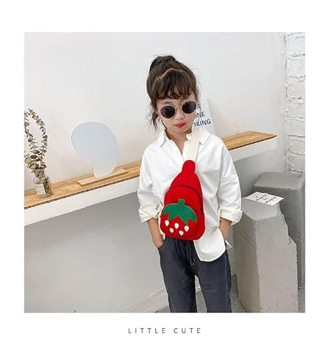 Hiflyer Small Sling Backpack, Rabbit Strawberry Design, Mini Backpack for Girls, Adjustable Shoulder Strap, Zipper Closure, 8x5x2 Inches, 0.2 liters thumbnail 4
