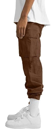 HUNGSON Mens Cargo Pants Drawstring Casual Hiking Pants Joggers Athletic Trousers Cotton Loose Straight Sweatpants for Men thumbnail 2