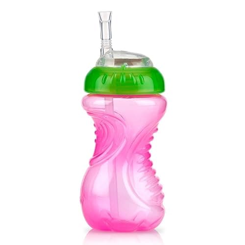 Nuby No-Spill Soft Straw Easy Grip Sippy Cup for Girls - (3-Pack) 10 Oz - 12+ Months thumbnail 6