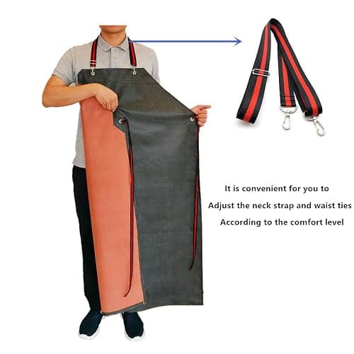 TonLing Thick Rubber Apron, 47.2 x 33.5 Inch Waterproof, Long Chemical Resistant, Adjustable for Dishwashing, Cleaning Fish, Gardening, Lab Work, Butcher and Dog Grooming, Grey thumbnail 3