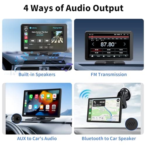 CarPlay Screen for Car, 9'' Wireless CarPlay & Android Auto - Smart Portable Touchscreen with Bluetooth/FM, Mirror Link, Voice Control, GPS Navigation, Hands-Free Calling, Plug & Play Car Play Screen thumbnail 5