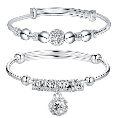 Sterling Silver Bracelets For Women 925 Sterling Silver Beads Bangle Bracelet Transfer Lucky Cuff Bracelet Adjustable Fashion Women Jewelry - Image 1