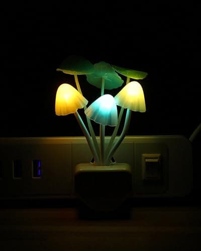 Sensor Led Night Light, Color Changing Plug-in LED Mushroom Dream Bed Lamp | mushroom decor, room decor, dusk to dawn, nursery/kids bedroom, mushroom gifts for women, fairy/witchy/cottagecore thumbnail 8