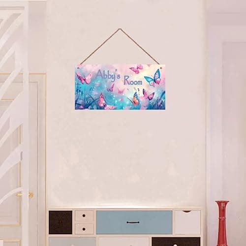 Personalized Sign Butterfly Decor For Girls Room, Fantasy Themed Kids Bedroom Decor, Dreamy Painting Room Décor for Little Man Cave, Wall Decorations For Girls Room Nursery Baby Playroom thumbnail 5