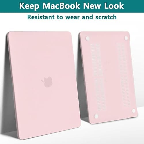 Teryeefi Case Cover for MacBook Pro 13 Inch 2022 2021 2020 2019 2018 2017 2016 Release A2338 M2 M1 A2289 A2251 A2159 A1989 A1706, Frosted Hard Shell +Keyboard Cover Skin + Screen Protector, Chalk Pink thumbnail 4