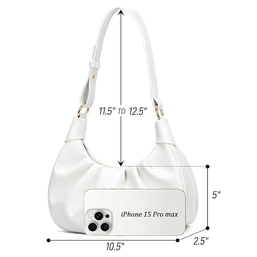 KKXIU Shoulder Bag Crescent Handbag Ruched Purse Underarm Bag Mini Hobo for Women,Detachable Gold Chain Crossbody Bag thumbnail 5