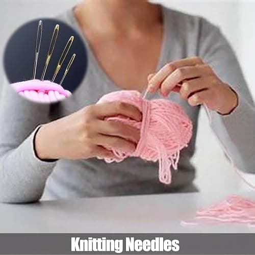 Large Eye Blunt Needles, Stainless Steel Tapestry Needle, Yarn Knitting Needles, Darning Needle with Wooden Needle Case Carving Pattern thumbnail 5