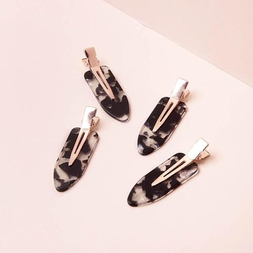 Kitsch Creaseless Hair Clips for Women - No Crease, No Bend Hair Clips for Styling, Bangs, Makeup Application, Face Wash | Recycled Acrylic - Black Terrazzo | Ideal Gifts for Women, 4pcs thumbnail 6