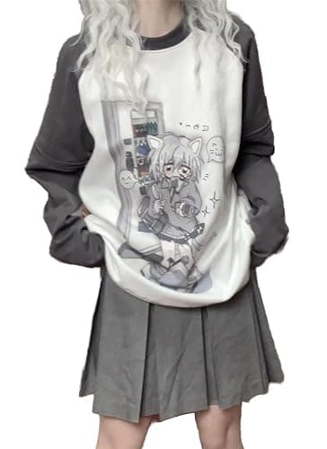 Y2k Aesthetic Detachable Sleeve T-Shirt Women Kawaii Cat Girl Anime Print Cute Sweatshirts Fairycore Streetwear - Image 1