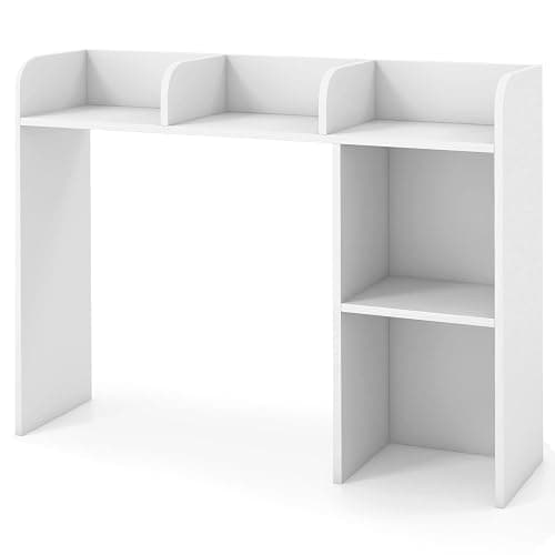 Tangkula Desktop Bookshelf, Countertop Storage Hutch with 5 Shelves for Computer Desk, Desk 3-Tier Display Rack, Multipurpose Wood Desktop Hutch Storage Organizer for Dorm Office Home thumbnail 9