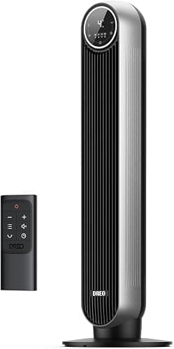 Dreo Tower Fan for Bedroom, 25ft/s Velocity Quiet Floor Fan, 90° Oscillating Fans for Indoors with 4 Speeds, 4 Modes, 8H Timer, Bladeless Fan, Standing Fans, Silver, Nomad One (DR-HTF007) - Image 1
