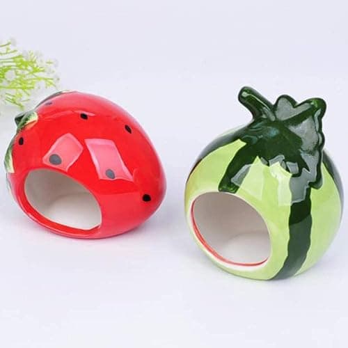 Cool Hamster House Hideout Suitable for Hamsters Less Than 4 inches 10 cm in Length Ceramics Strawberry Shape Bed Cute Small Animal Pet Squirrel Hedgehog Chinchilla Nest Hamster Cage Accessories thumbnail 5