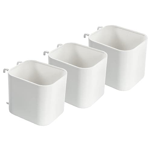 Ikea SKADIS Open-Top Storage Containers (Fits SKADIS Peg Board), White, 7.5 x 9.5 x 8 cm, Steel, 203.207.98 - Set of 3 - Image 1