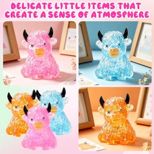 Glitter Highland Cow Squishies Fidget Toy, Cute Sensory Squeeze Toy，Soft Slow Rising Sensory Stress Relief Ball for Adults，Party Favor for Cow Lovers (Orange) thumbnail 6