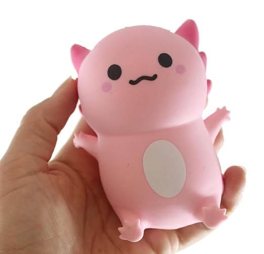 4 Axolotl - Soft Creamy Doh Filled Squeeze Stress Balls - Sensory, Fidget Toy Super Soft (All 4 Color Axolotls) thumbnail 7