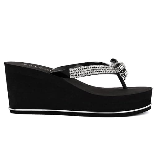 Juicy Couture Women’s Wedge Platform Flip Flops, Fashion Beach Sandals with Soft Footbed and Thong Style thumbnail 3