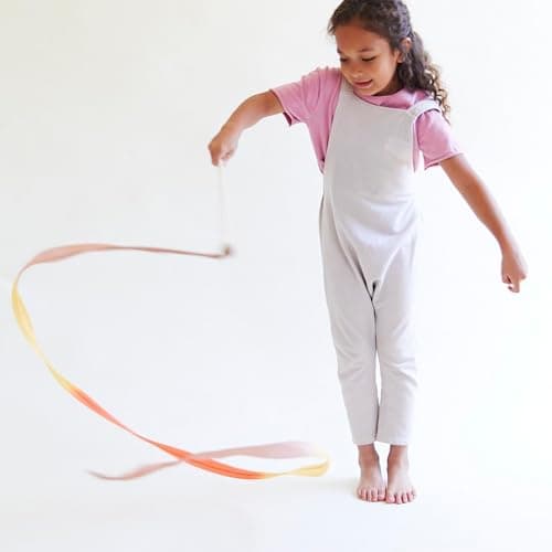 Sarah's Silks Boho Rainbow Streamer - 8' Long Ribbon Wand for Kids, Pretend Play, Dance, Baton Stick Twirling, and Gymnastics Party Favors | 100% Silk and Wood Montessori and Waldorf Toys thumbnail 2