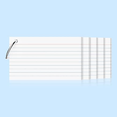 250 Count White Index Cards 3x5 Inch with Key Ring, 180gsm Heavyweight Flash Card (50 Sheets Each), Durable & Portable Note Taking for Students, Teachers, Study Note Cards for Office Home School thumbnail 9