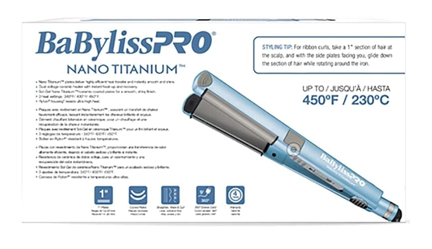 BaBylissPRO Nano Titanium Flat Iron Hair Straightener, 1" Curved Styler for Professional Salon Results and All Hair Types thumbnail 2