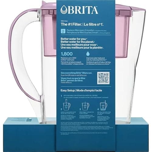 Brita Small 6 Cup Space Saver Water Filter Pitcher with 1 Standard Filter, Space Saver, Purple (Purple) thumbnail 2