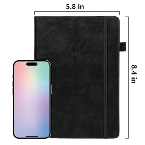 Hoci Poci Lined Journal Notebook, 400 Pages Thick Journal for Writing, A5 Hardcover Leather Notebook with 100Gsm College Ruled Paper for Women Men Work Note taking, 5.8" x 8.4", Black thumbnail 2
