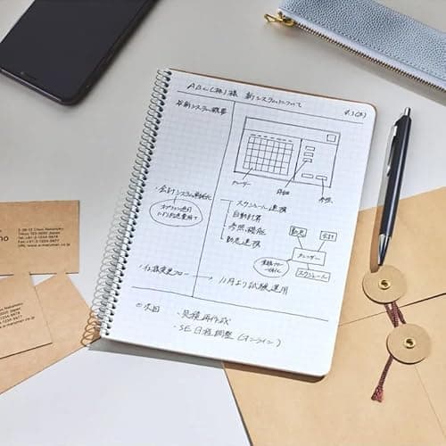 Maruman Spiral Note Basic Grid Notebook- B5, 9.92" x 7.44", 80 Sheets / 160 Pages, 5mm Graph Paper Journal, Perforated Pages & Wire-Bound to Lay Flat, Sturdy Kraft Cover, Made in Japan thumbnail 2