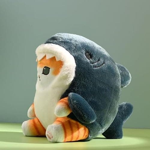 sunfedmiss Shark Cat Plush Toy, Cute Fried Shrimp Shark Stuffed Animals Doll, Kawaii Shark Cat Plush Pillow Toy Birthday for Kids Boys Girls (Blue, 8inch) thumbnail 2