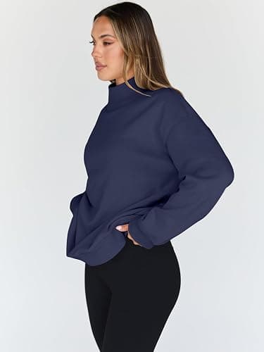 Trendy Queen Womens Oversized Sweatshirts Turtleneck Pullover Long Sleeve Hoodies Tops Fall Fashion Outfits 2025 Clothes thumbnail 3