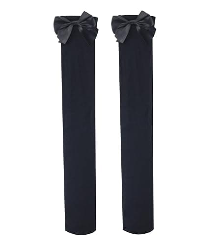 Bestjybt Women's Satin Bow Stockings Thigh High Over Knee Stockings thumbnail 2