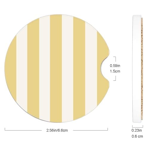 Ceramic Car Coasters – Absorbent Car Cup Holder Coaster Set for Women, Cute Aesthetic Car Accessories for Girls, 2 Pack (Golden Yellow) thumbnail 2
