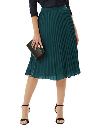 GRACE KARIN Women High Elastic Waist Pleated Chiffon Skirt Midi Swing A-line Skirts thumbnail 3