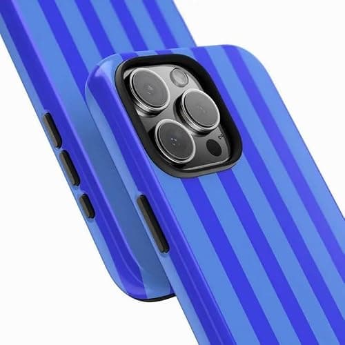 SUMALAY Striped Pattern Phone Case, Shockproof Protective Cover for iPhone 15 Pro max case, Navy Blue Plastic Dual Layer Shockproof Protective Design thumbnail 2