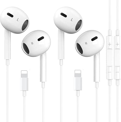 2 Packs iPhone Headphones Earbuds with Lightning Connector(Built-in Mic & Volume Control)[MFi Certified] Headphones support for iPhone 14/13/12/SE/11/XR/XS/X/7/7Plus/8/8Plus Support All iOS System - Image 1