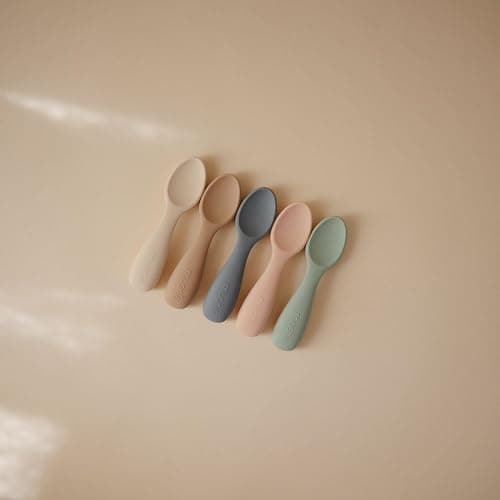 Mushie Baby Starter Spoons | BPA-Free Silicone Learning Spoons 2-Pack | Dishwasher Safe Durable Toddler Utensils | Tradewinds/Shifting Sand thumbnail 6
