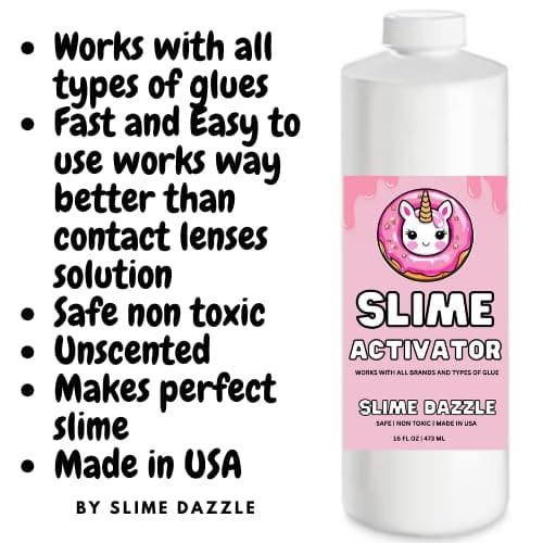 SlimeDazzle Slime Activator Solution 16 OZ – Ready to Use – Easy to Use Works Fast with All Glue Types – Safe Non Toxic– Makes Smooth, Stretchy Slime – Slime Making Supply - Made in USA thumbnail 2