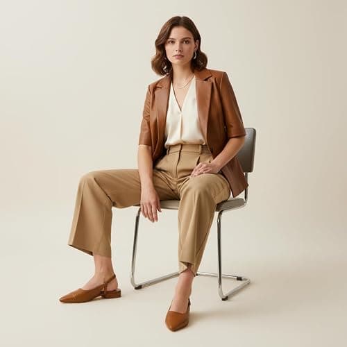 CUSHIONAIRE Women's Forever Pointed Toe Sling Back Dress Shoe +Memory Foam, Wide Widths Available, Cream Smooth thumbnail 6