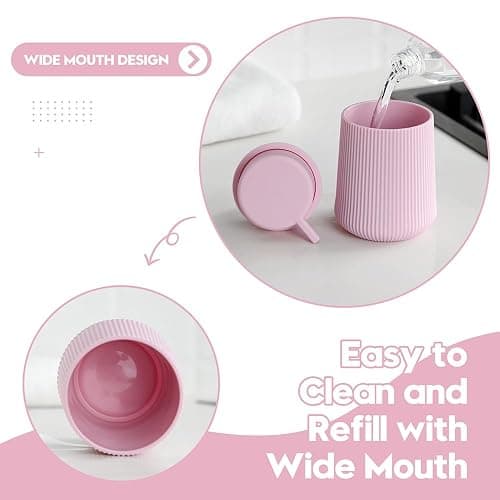 YAUKPH Striped Liquid Hand Soap Dispenser with Leak-Proof Pump for Bathroom and Kitchen Countertop 11 oz Pink thumbnail 6