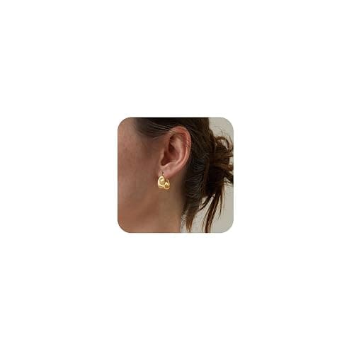 Kyerlyn Chunky Gold Earrings for Women, 14K Gold/Silver Plated Statement Geometric Dangle Drop Earrings Chunky Trendy Knot Stud Hypoallergenic Fashion Jewelry Gift thumbnail 9