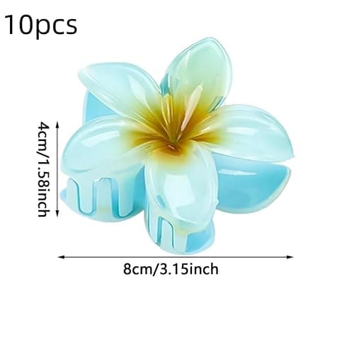10 Pcs Hawaiian Plumeria Hair Clips, Flower Claw Clips for Thick and Thin Hair, Non-slip Beach Hairpins for Women thumbnail 3