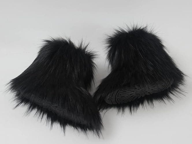 Gegefur Girls Boys Kids Faux Fur Boots Furry Fuzzy Fluffy Warm Winter Snow Boots Flat Shoes Outdoor thumbnail 6