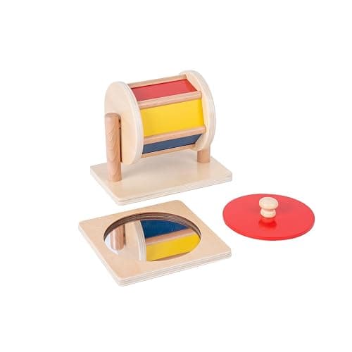 Montessori Baby Toys Play Kit - Montessori Mirror, Peekaboo, Knob Puzzle, Medium Spinning Drum - For 6-12 Months Toddlers - Image 1