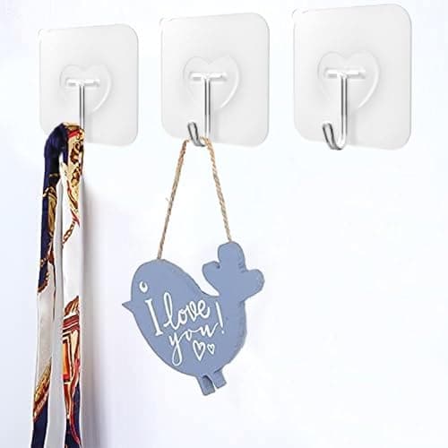 DGYB 20 Pcs Clear Adhesive Hooks for Hanging 22lb Self Adhesive Wall Hooks Heavy Duty Waterproof Transparent Sticky Hooks for Shower Home Bathroom Kitchen Office thumbnail 4