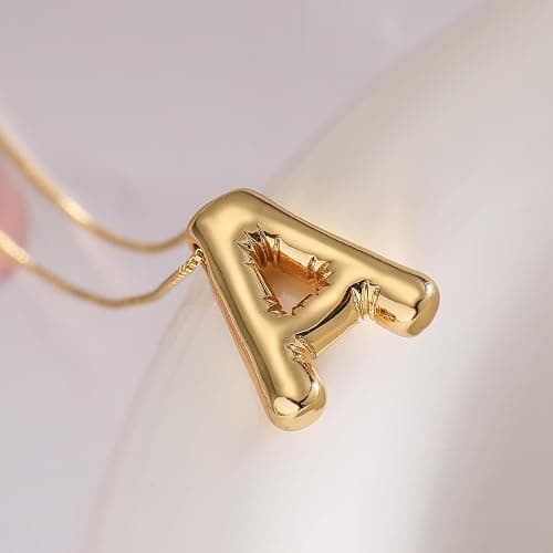Christmas Gifts Stocking Stuffers for Teen Girls Grandkids Women-Gold Initial Necklaces Teen Girl Gifts Trendy Bubble Letter Pendant Necklace Jewelry Personalized Birthday Gifts for Teens Women thumbnail 7
