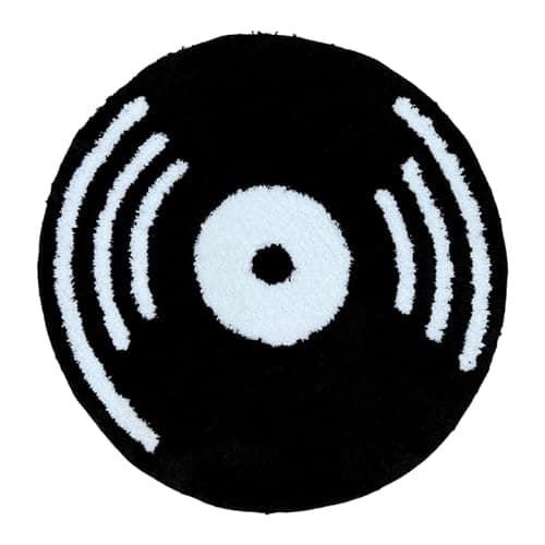 LAKEA Creative Vinyl Record Tufted Rug Indoor Aesthetic Home Decoration Round Tufting Soft Rug Horror Movie Safety Mat (31.5 X 31.5 inch) - Image 1