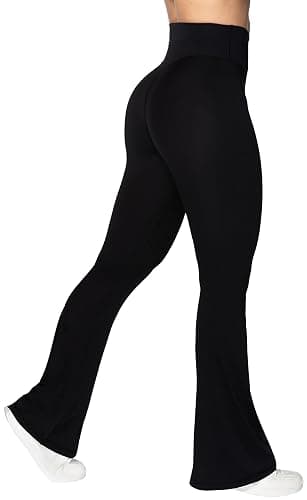 Sunzel Flare Leggings, Crossover Yoga Pants with Tummy Control, High-Waisted and Wide Leg thumbnail 4