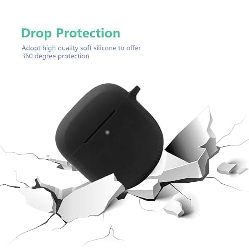 Case for Bose QuietComfort Earbuds II Case Cover 2022, Cute Bose Earbuds 2 Soft Silicone Skin Shockproof Protective Cover for New Bose Earbuds II Case with Carabiner Keychain for Women Girls (Black) thumbnail 4