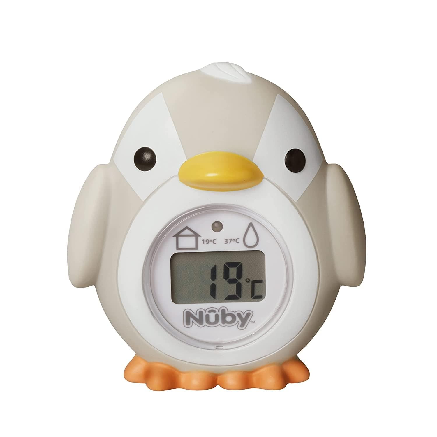 Nuby - Penguin Shaped Baby Bath Digital Thermometer - Easy to Read Screen - BPA Free - Gray - Suitable from 0 Months - Image 1