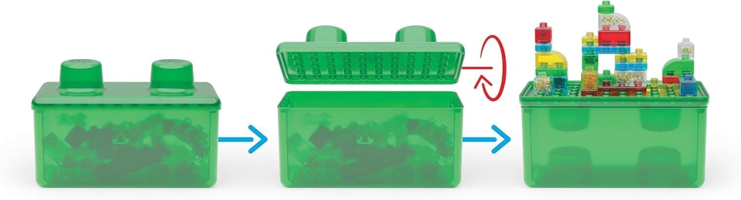 JELLY BLOX- Boite de Rangement + 30 Blocs de Construction Tactiles - Jeu de Construction pour Enfants dès 2 Ans - Expérience Sensorielle avec Blocs Extensibles, Souples et Flexibles - Boite Ouverte thumbnail 7